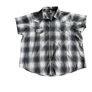 Y2K Wrangler Pearl Snap Short Sleeved Rancher Shirt Rodeo Cowgirl SZ 3X